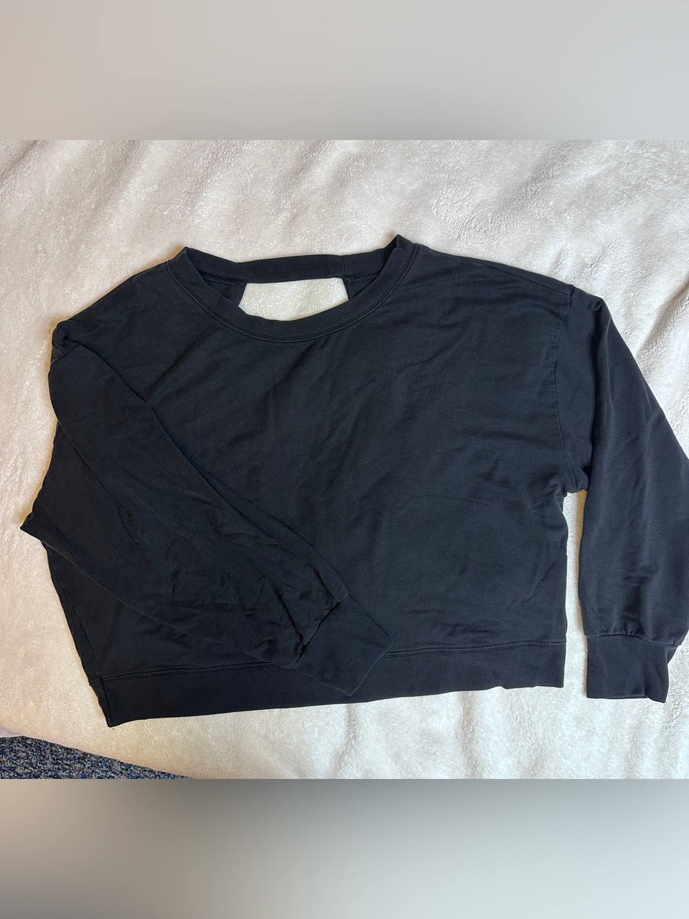 Athleta Black Cropped Crew Sweatshirt